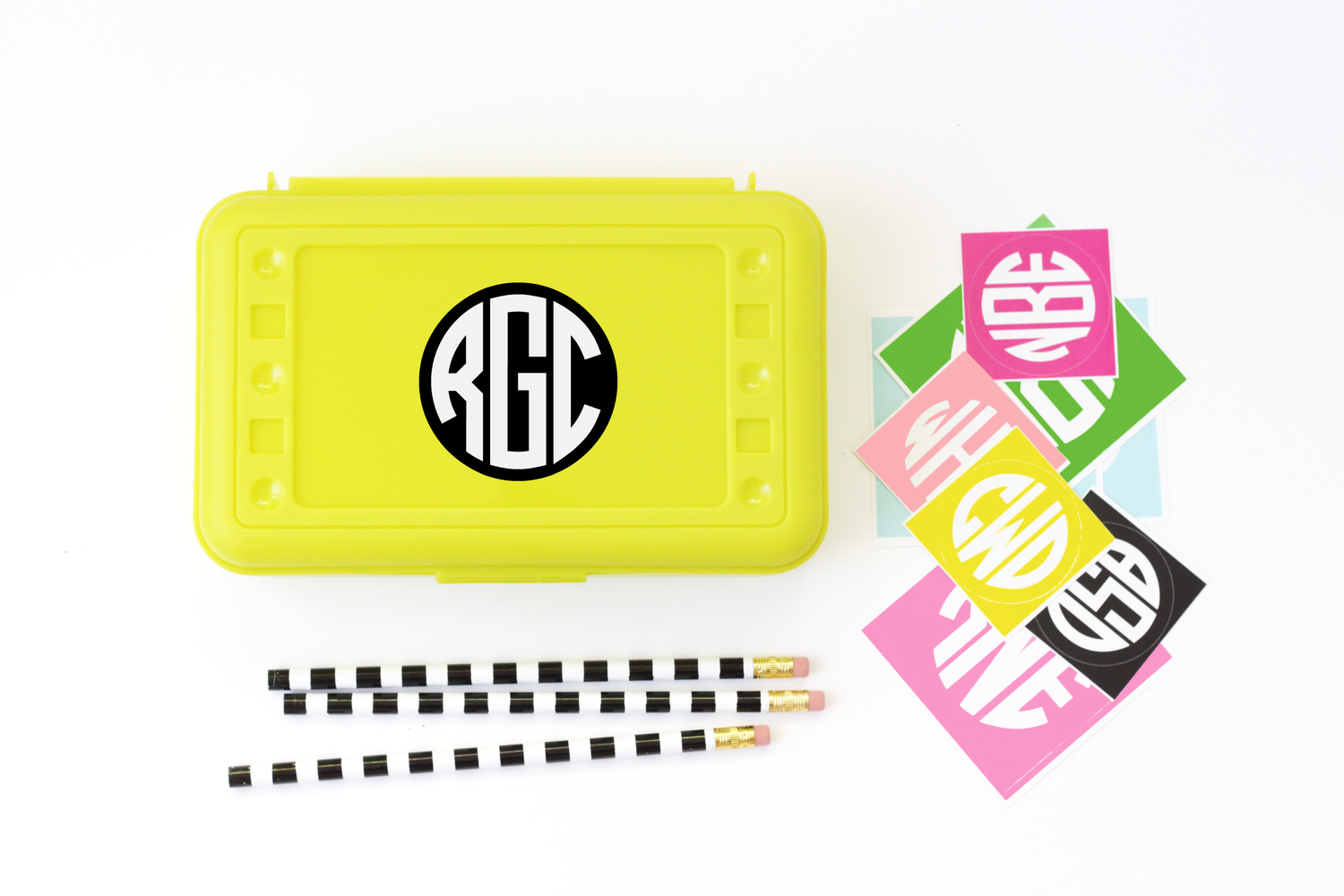 Round Monogram Labels — When it Rains Paper Co.  Colorful and fun paper  goods, office supplies, and personalized gifts.